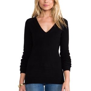 Inhabit V Neck Black Cashmere Sweater